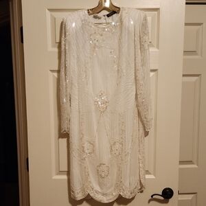 Beaded White Cocktail Dress - Vintage-Inspired Elegance